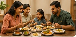 Family enjoying food